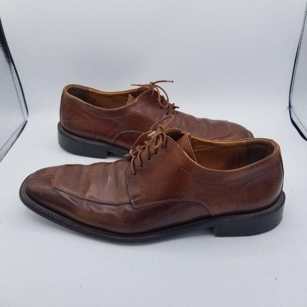 Mens Oxford shoes 9.5 Cole Haan Wooden Soles Brown Lace Up lacers Italy - Picture 1 of 14